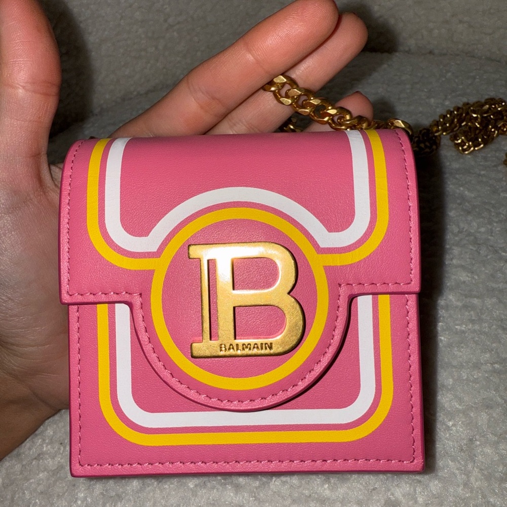Balmain Vibrant Pink Mini Bag with Yellow Highlights